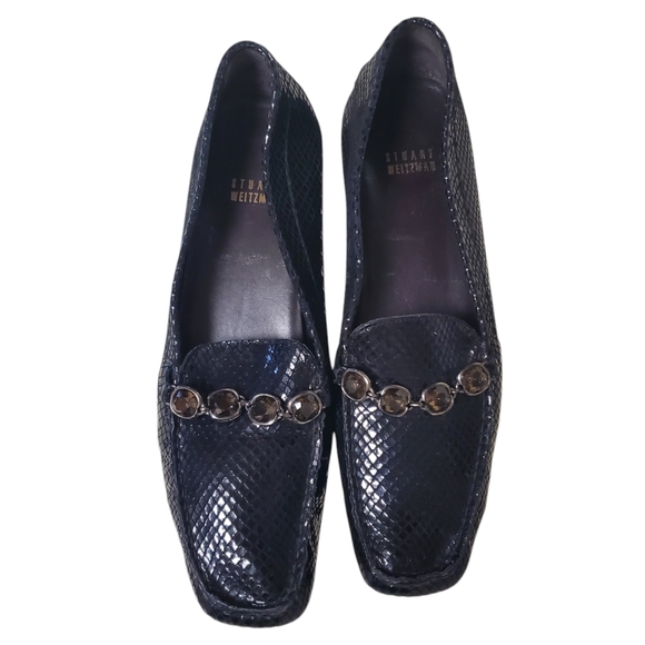 Stuart Weitzman Jewel & Leather Comfort Loafer Flat Python - Picture 2 of 14